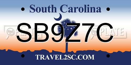 SB9Z7C South Carolina License Plate