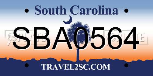 SBA0564 South Carolina License Plate
