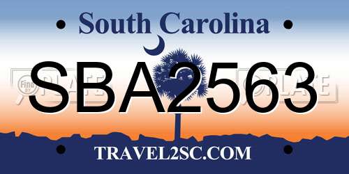 SBA2563 South Carolina License Plate