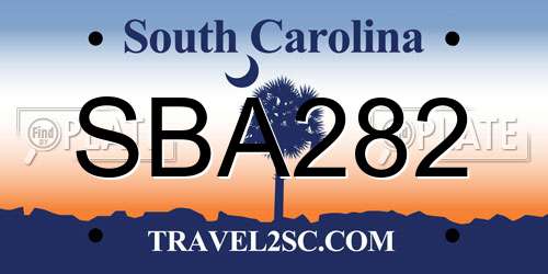 SBA282 South Carolina License Plate