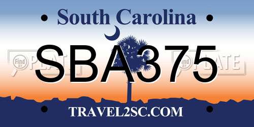 SBA375 South Carolina License Plate
