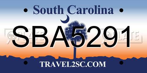 SBA5291 South Carolina License Plate