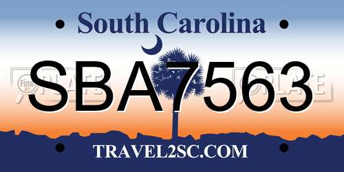 SBA7563 South Carolina License Plate