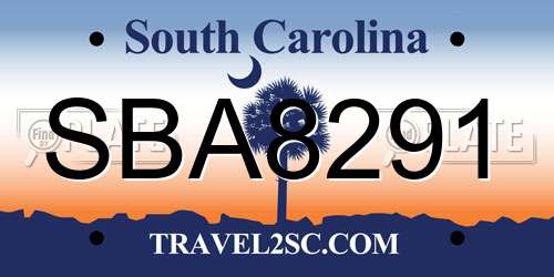 SBA8291 South Carolina License Plate