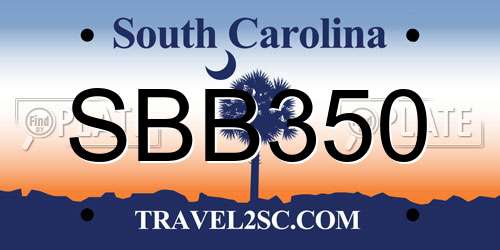 SBB350 South Carolina License Plate