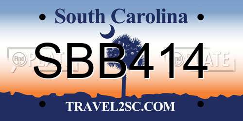 SBB414 South Carolina License Plate