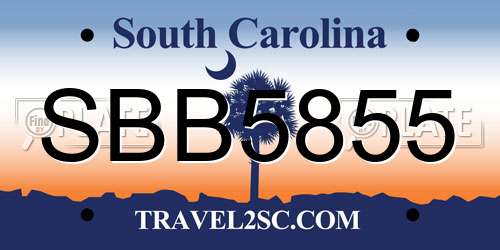 SBB5855 South Carolina License Plate