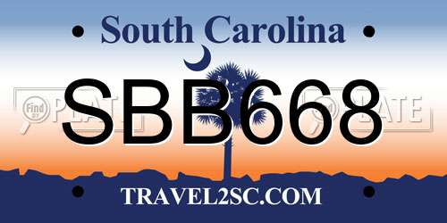 SBB668 South Carolina License Plate