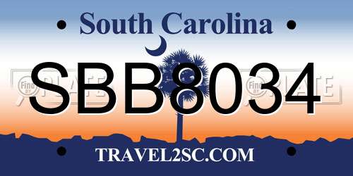 SBB8034 South Carolina License Plate