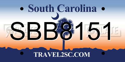 SBB8151 South Carolina License Plate