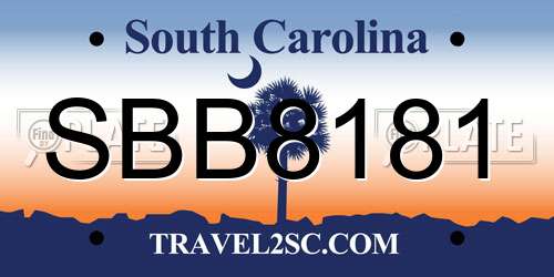 SBB8181 South Carolina License Plate