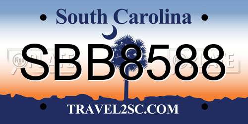 SBB8588 South Carolina License Plate