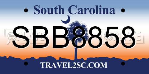 SBB8858 South Carolina License Plate