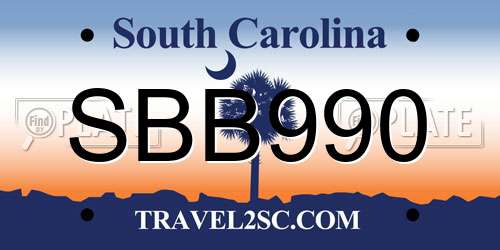 SBB990 South Carolina License Plate