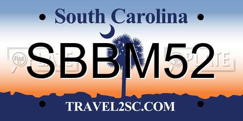 SBBM52 South Carolina License Plate