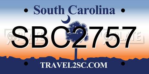 SBC2757 South Carolina License Plate