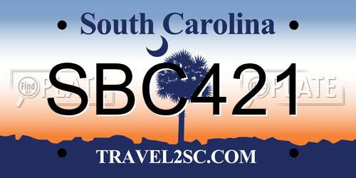 SBC421 South Carolina License Plate