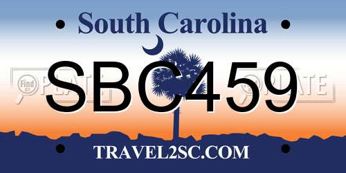 SBC459 South Carolina License Plate