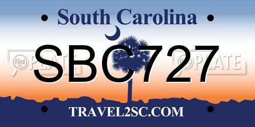 SBC727 South Carolina License Plate