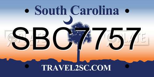 SBC7757 South Carolina License Plate