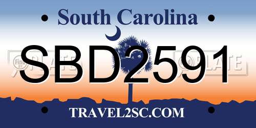 SBD2591 South Carolina License Plate
