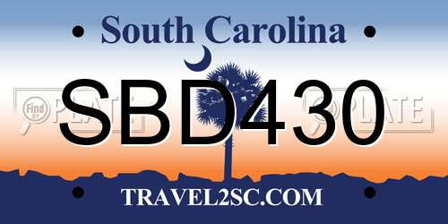SBD430 South Carolina License Plate