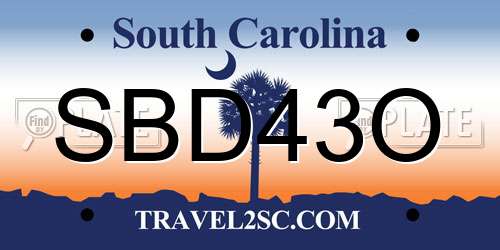 SBD43O South Carolina License Plate