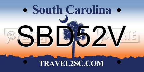 SBD52V South Carolina License Plate