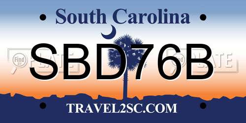 SBD76B South Carolina License Plate
