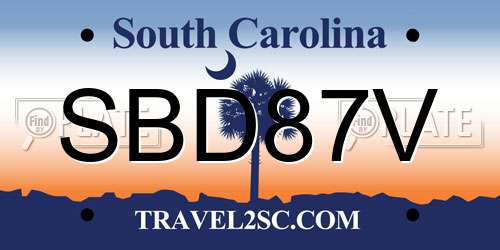 SBD87V South Carolina License Plate