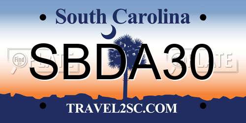 SBDA30 South Carolina License Plate