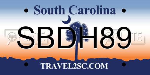 SBDH89 South Carolina License Plate