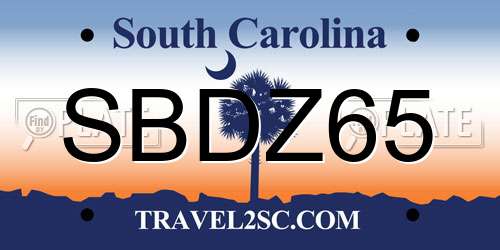 SBDZ65 South Carolina License Plate