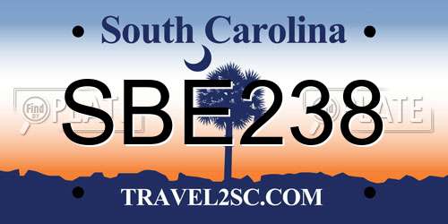 SBE238 South Carolina License Plate