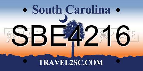 SBE4216 South Carolina License Plate