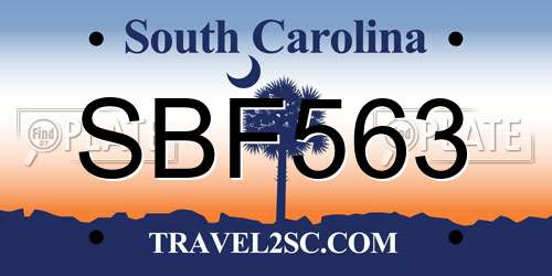 SBF563 South Carolina License Plate