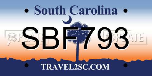 SBF793 South Carolina License Plate