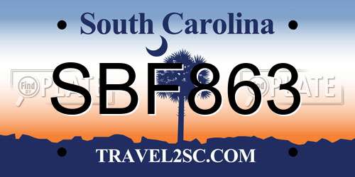 SBF863 South Carolina License Plate
