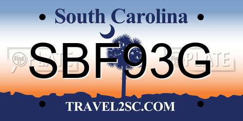SBF93G South Carolina License Plate