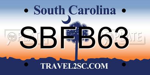 SBFB63 South Carolina License Plate