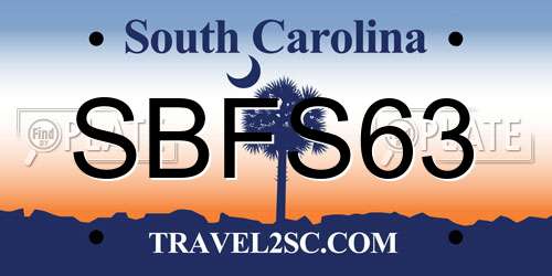 SBFS63 South Carolina License Plate