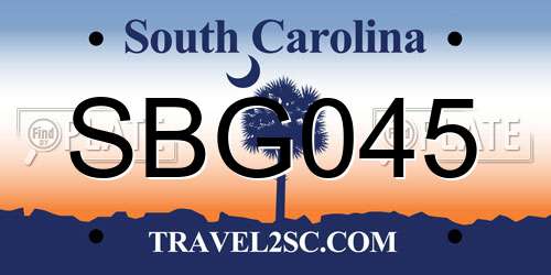 SBG045 South Carolina License Plate