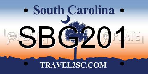 SBG201 South Carolina License Plate