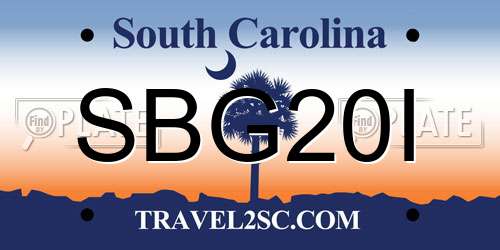 SBG20I South Carolina License Plate