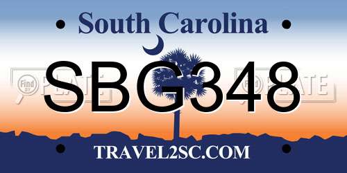 SBG348 South Carolina License Plate
