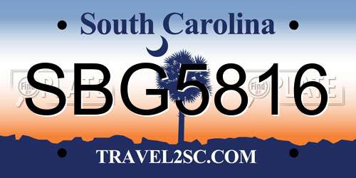 SBG5816 South Carolina License Plate