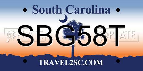 SBG58T South Carolina License Plate