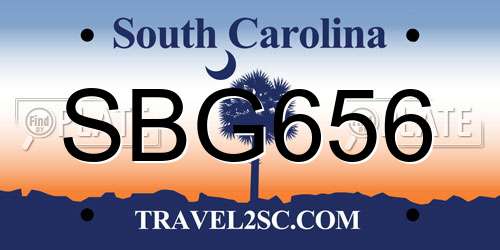 SBG656 South Carolina License Plate