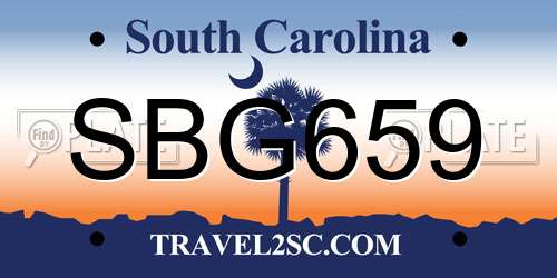 SBG659 South Carolina License Plate