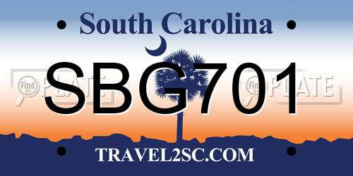SBG701 South Carolina License Plate